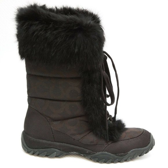 Coach JENNIE Op Art Jacquard Lace-Up Rabbit Boot - Picture 5 of 7